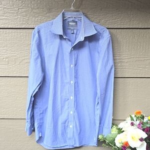 Bonobos Men's Blue gingham Button-Up Long Sleeve Dress Shirt 16.5 34